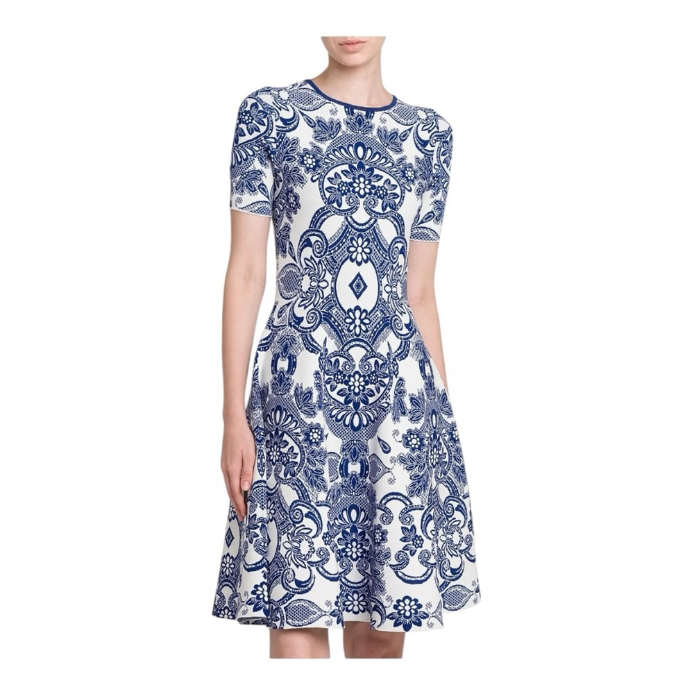 Women's Etro White and Blue Medallion Lace Effect Minidress Size 2 (38) - Picture 3 of 15